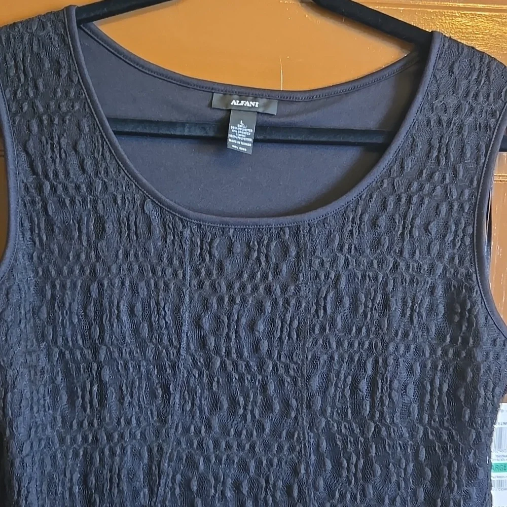 Alfani-Black tank style pullover sleeveless mesh lace dress Sz L NWT. - Picture 8 of 8